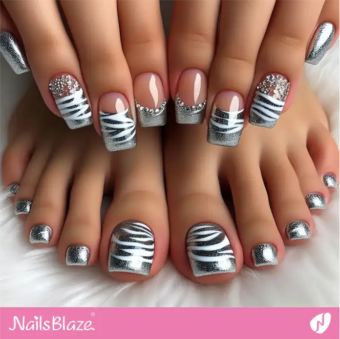 Zebra Print Mani and Pedi Nail Design | Animal Print Nails - NB2500